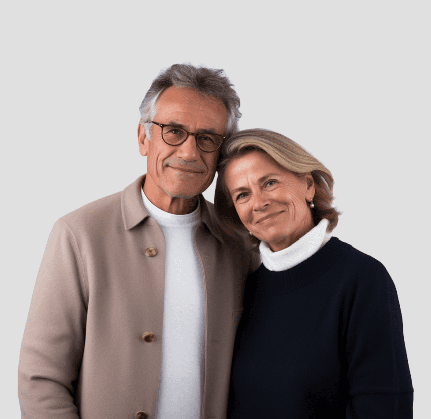 un couple âgé s'embrasse