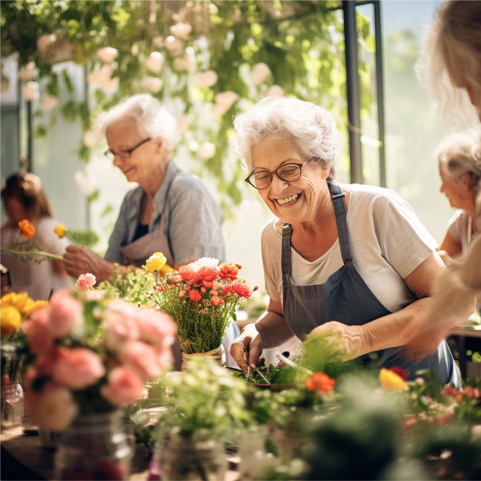 personnes âgées jardinant dans le jardin