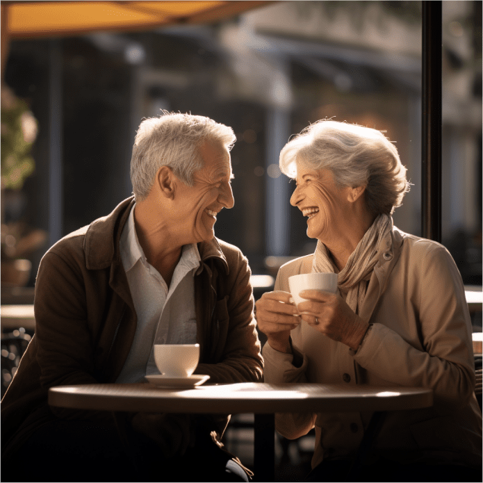 couple savourant une tasse de thé et profitant ensemble