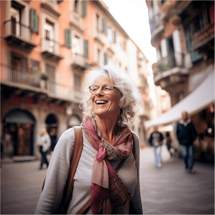 dame plus âgée souriant dehors