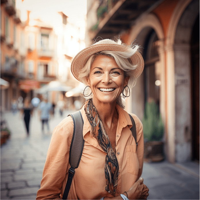 dame âgée souriant dehors
