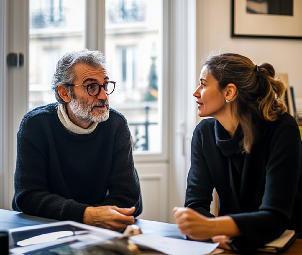 des vieillards et une jeune fille discutent entre eux
